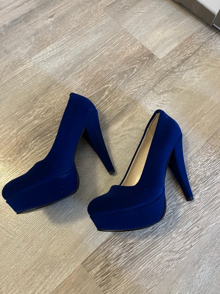Parlak Mavi Platform Topuklu Kadın Ayakkabı - Görsel 2