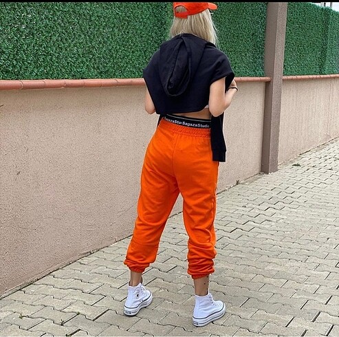 universal Beden turuncu Renk Turuncu örme basic jogger eşofman altı