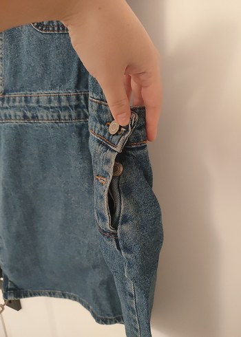s Beden lacivert Renk Kadın Lacivert Kot Mini Salopet