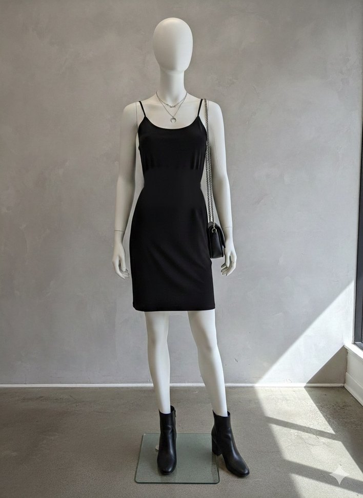 Siyah İnce Askılı Triko Elbise (S/M beden) - Görsel 2
