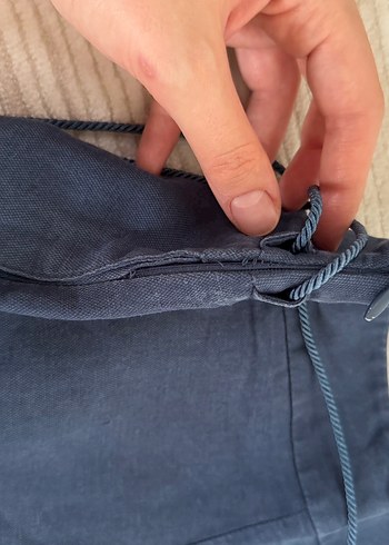 40 Beden mavi Renk Armine | Bol Kesim Keten Pantolon