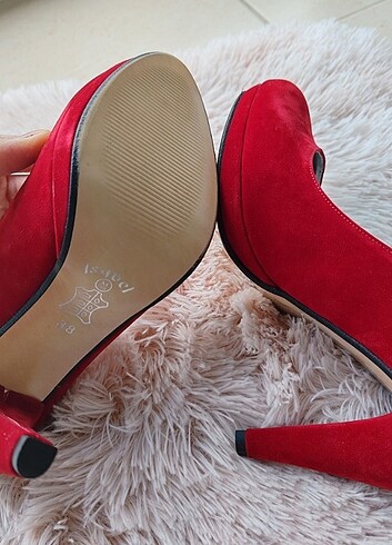 Diğer Koyu kırmızı süet stiletto