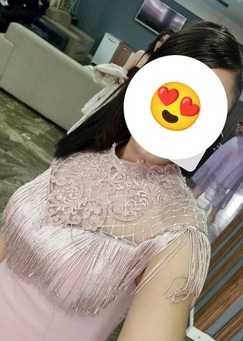 l Beden Pembe Uzun Drapeli V Yaka Nişan Elbisesi