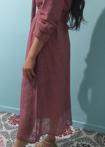 Pembe Bohem Uzun Kollu Salaş Elbise - Görsel 3