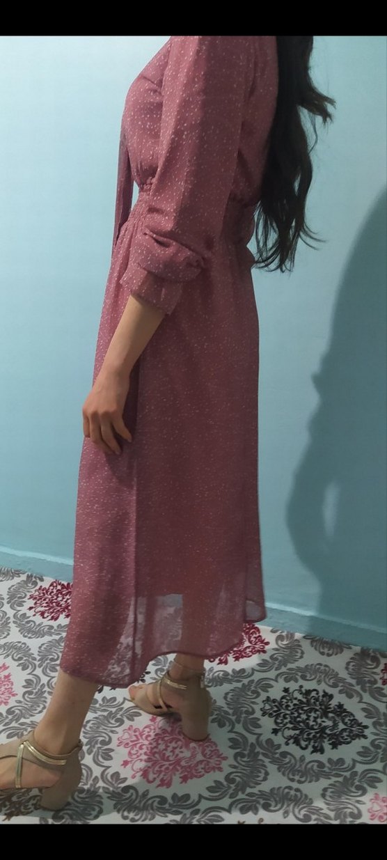 Pembe Bohem Uzun Kollu Salaş Elbise - Görsel 3