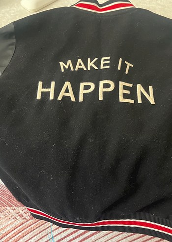 Siyah Deri Kollu Kolej Ceket - Görsel 2