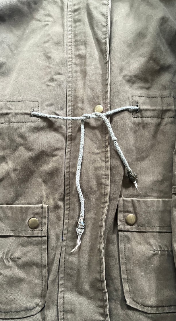 İçi Yünlü Haki Yeşil Bağlamalı Midi Boy Mont - Görsel 2