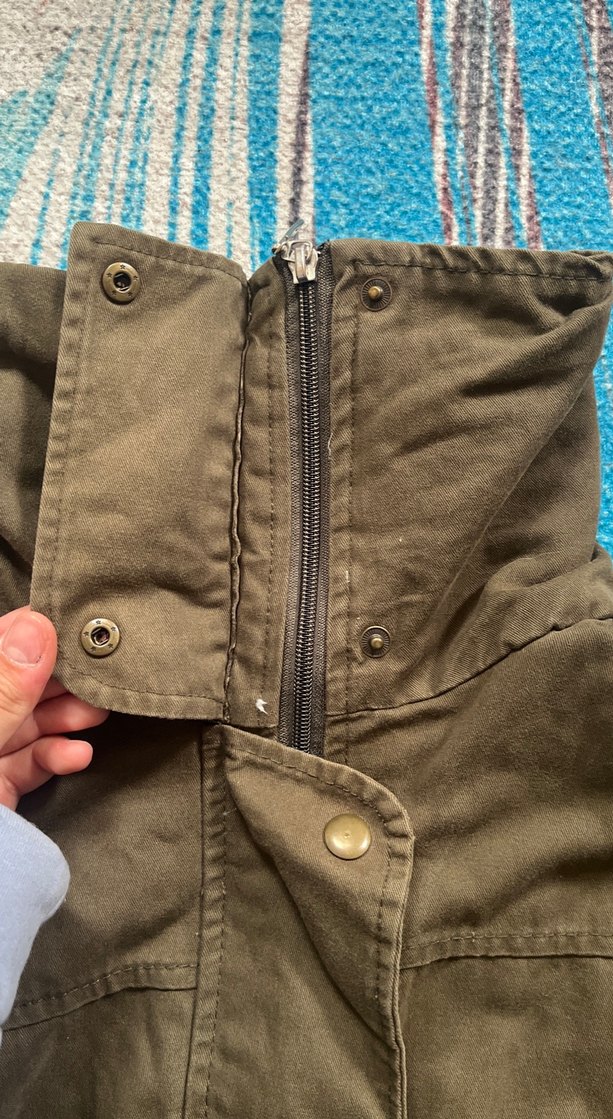 İçi Yünlü Haki Yeşil Bağlamalı Midi Boy Mont - Görsel 3