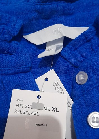 H&M HM Mavi Kısa Kollu Pamuklu Gömlek