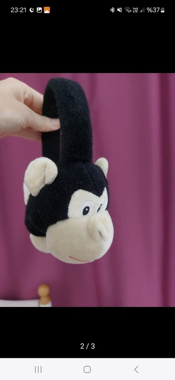 Kahverengi ve Siyah Peluş Maymun kulaklik - Görsel 2