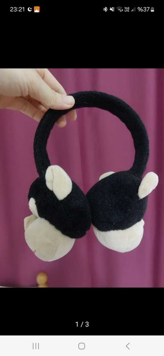Kahverengi ve Siyah Peluş Maymun kulaklik - Görsel 3