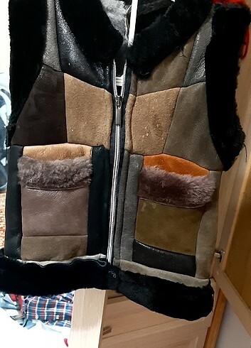 Patchwork deri yelek