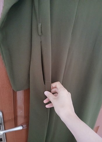 Kadın Uzun Kollu Haki Elbise - Görsel 6