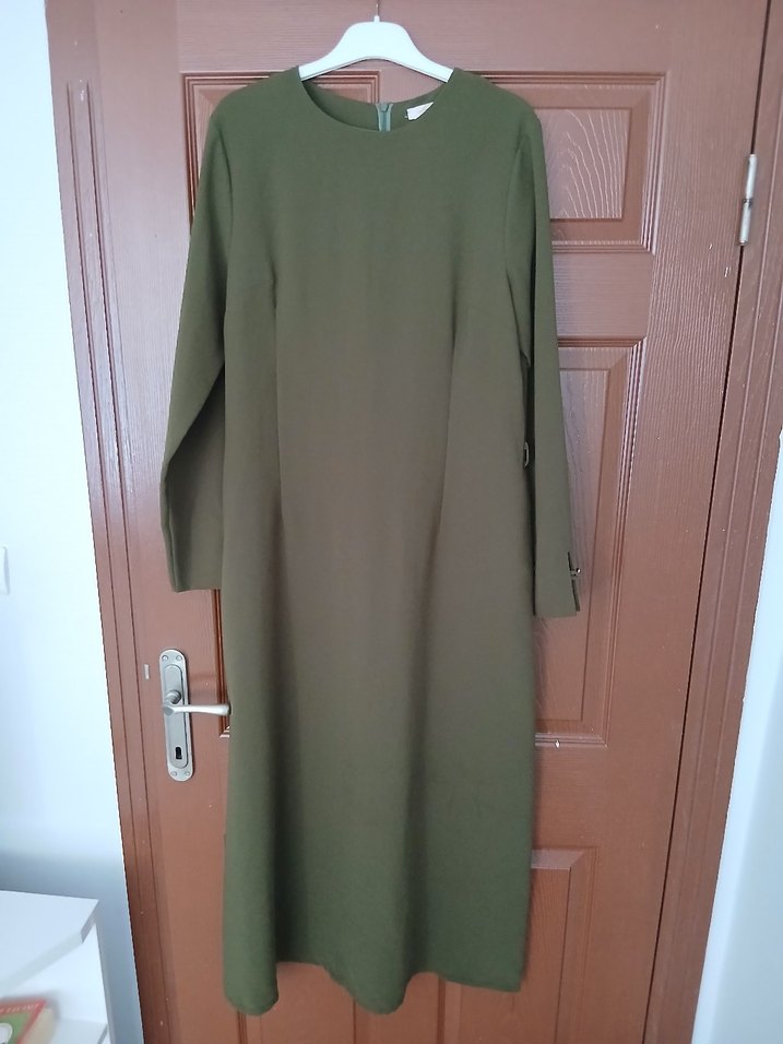 Kadın Uzun Kollu Haki Elbise - Görsel 3