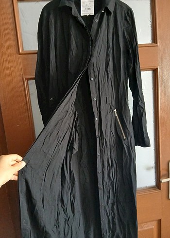 Siyah Uzun Düğmeli Elbise - Görsel 5