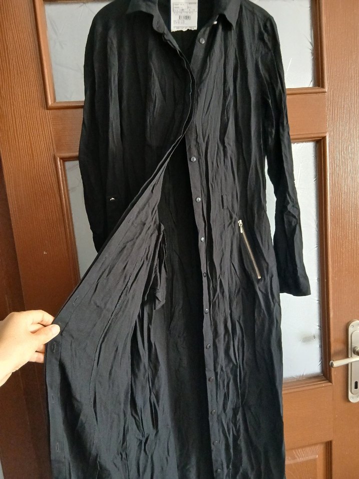 Siyah Uzun Düğmeli Elbise - Görsel 5