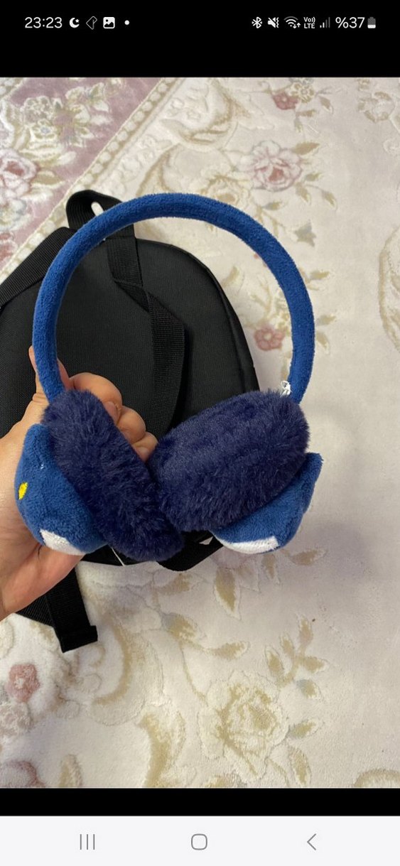 Renkli Mavi Peluş kulaklik - Görsel 2