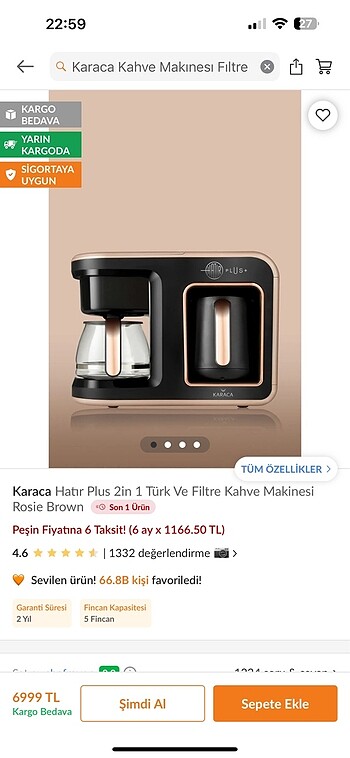 Karaca fıltre kahve makınesı