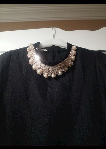 Uzun Siyah Kadın Abiye Elbise - Görsel 4