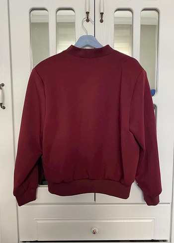 Bordo Fermuarlı Kadın Sweatshirt - Görsel 2