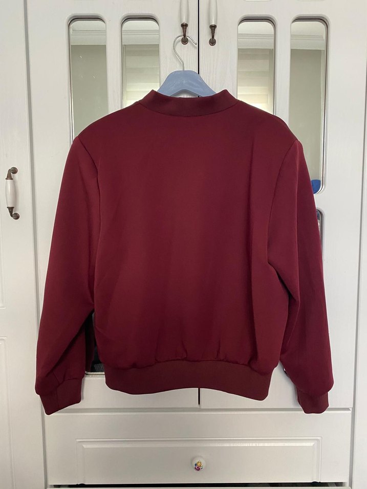 Bordo Fermuarlı Kadın Sweatshirt - Görsel 2