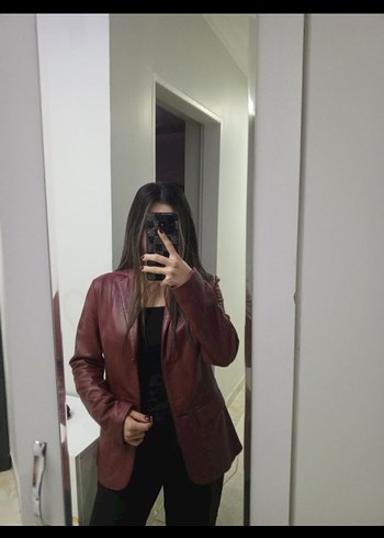 Bordo Deri Kadın Ceket - Görsel 5