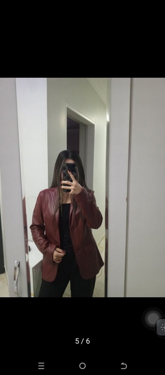 Bordo Deri Kadın Ceket - Görsel 5