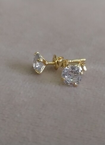 Beden altın Renk Gümüş 5 mm zirkon taşlı küpe