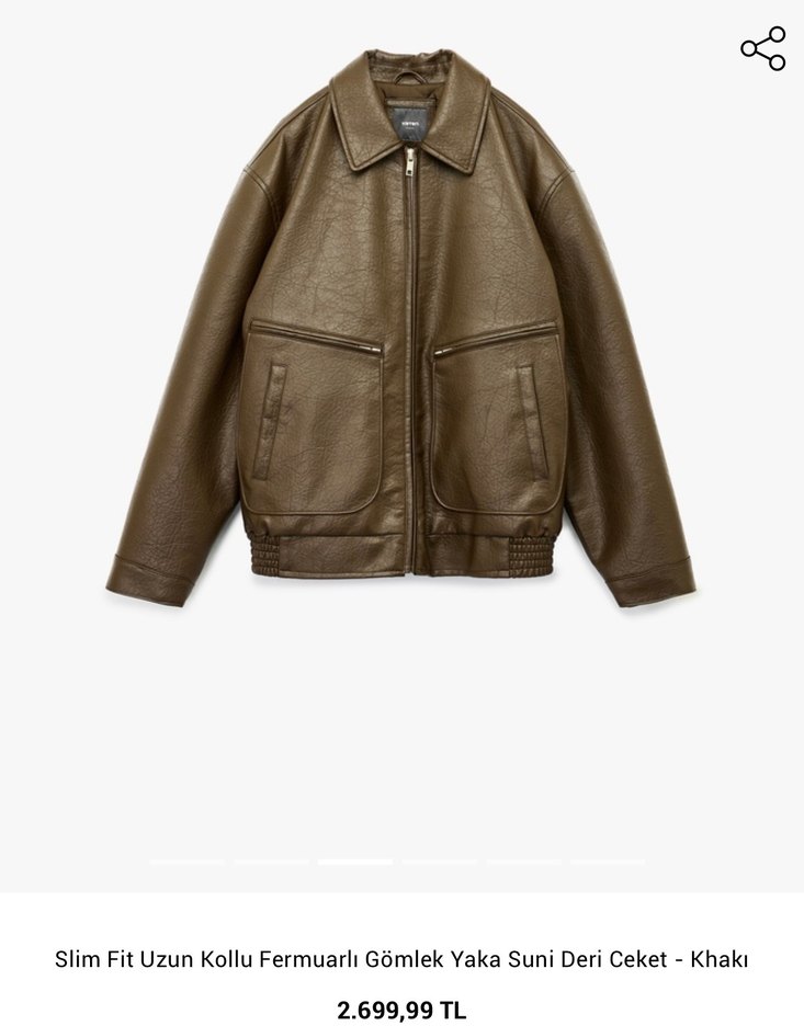 Kahverengi  Erkek Deri Ceket - Görsel 2