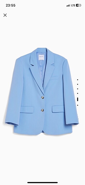s Beden Loose fit feminen mavi blazer ceket BERSHKA