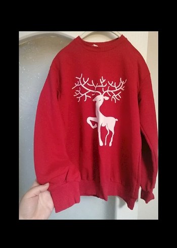 38 Beden Kırmızı Baskılı Hamile Sweatshirt