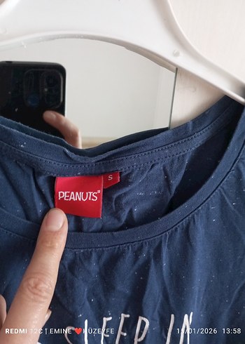 Snoopy Baskılı Hamile Tişörtü, Kısa Kollu, Mavi - Görsel 2