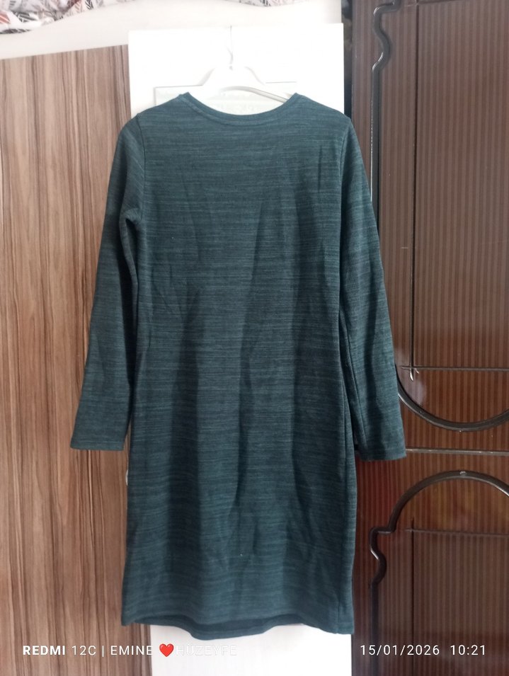 yeşil Kadın Uzun Kollu Triko Midi Elbise - Görsel 3