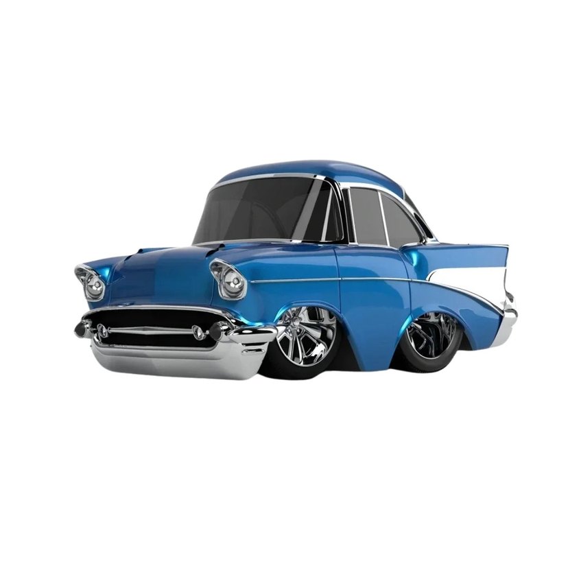 Car Tuned 57 Chevy Bel Air Mavi 1/64 - Görsel 3