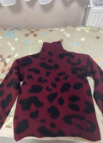 m Beden bordo Renk Bordo leoparlı kazak