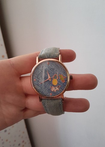 Gri Kot Kumaş Kadın Kol Saati