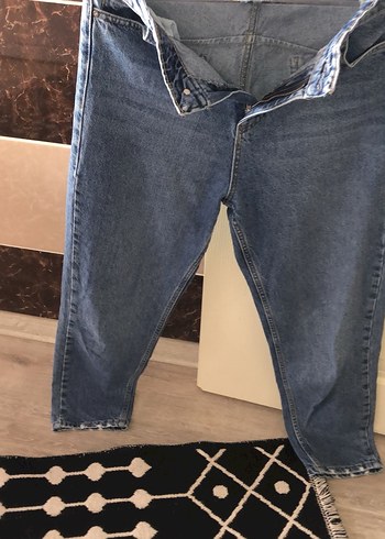 Kadın Mavi Bol Kesim Midi Kot Pantolon