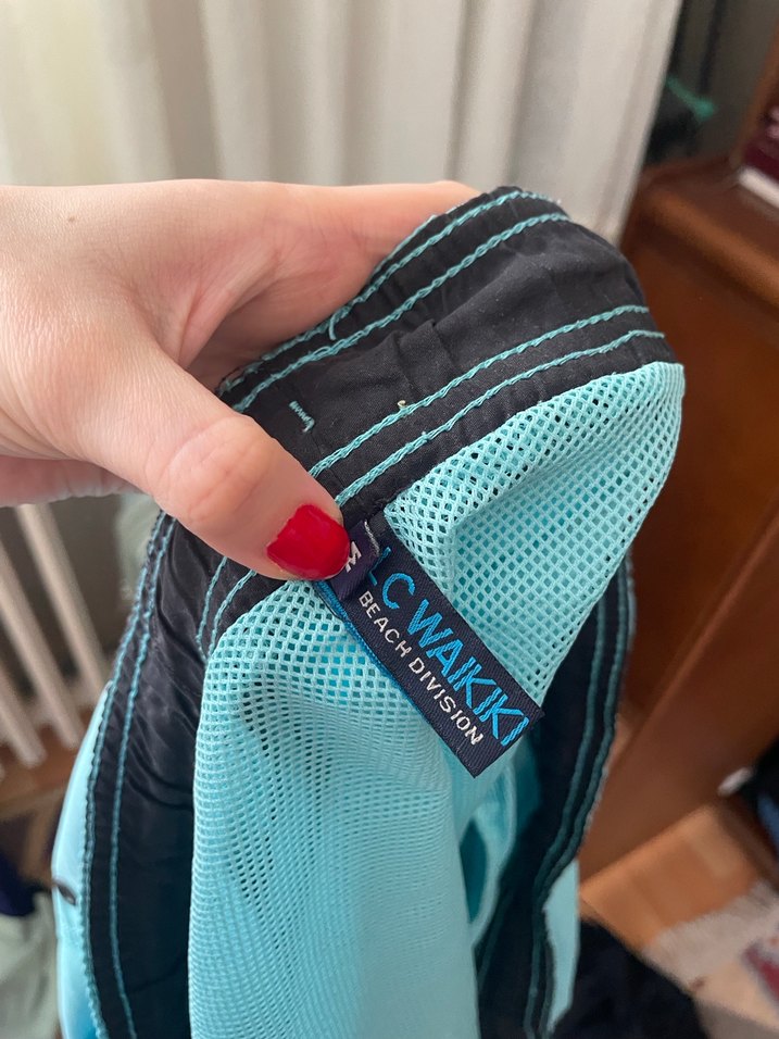 Mavi Mini Erkek Deniz Şortu Fermuarlı Cepli - Görsel 2