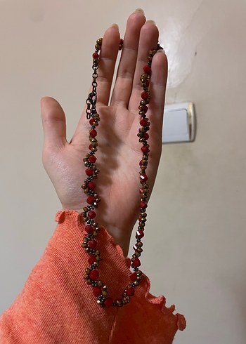 Kırmızı Boncuklu Bohem Kolye - Görsel 2