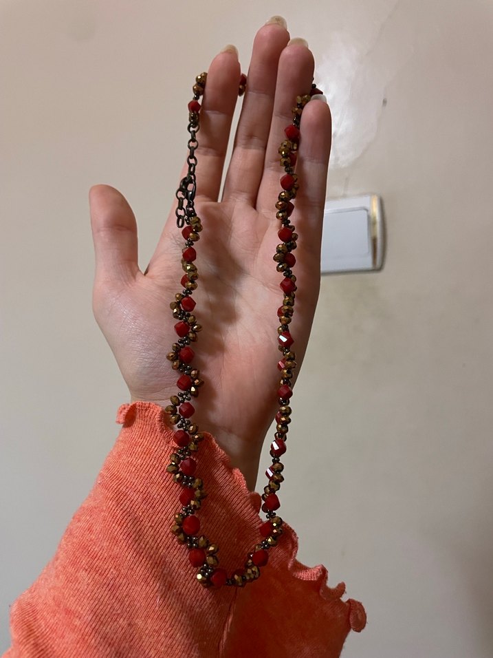 Kırmızı Boncuklu Bohem Kolye - Görsel 2