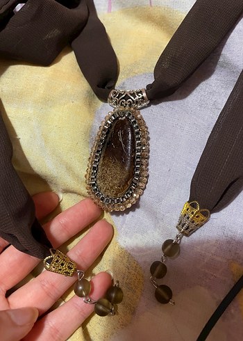 kahve taşlı kolye - Görsel 2