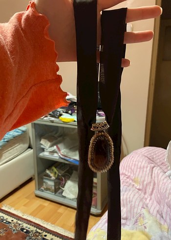 kahve taşlı kolye - Görsel 5