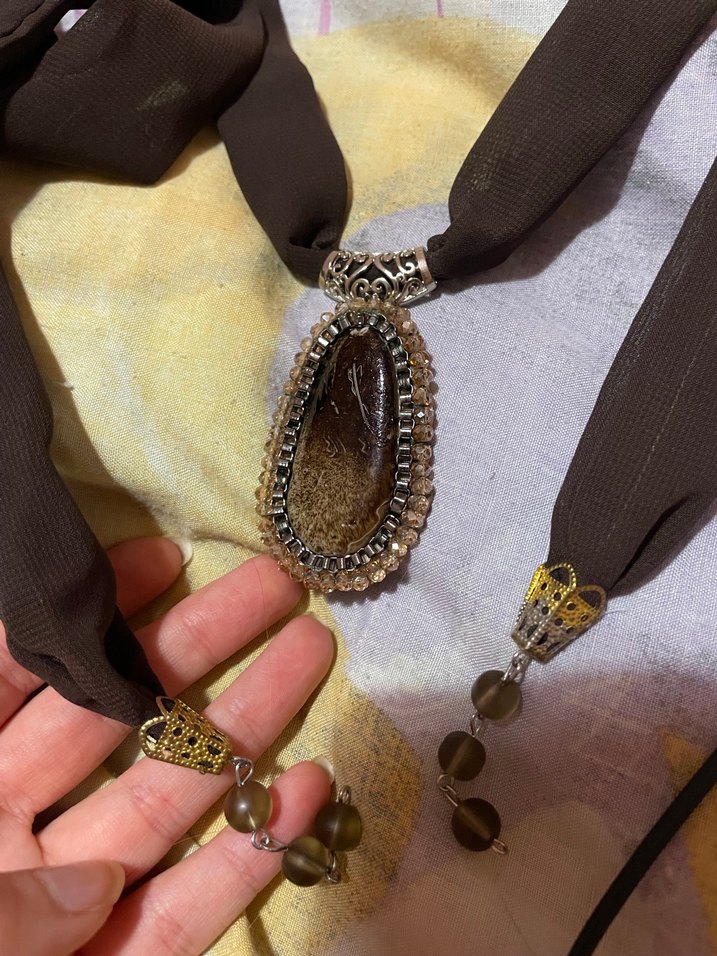 kahve taşlı kolye - Görsel 2