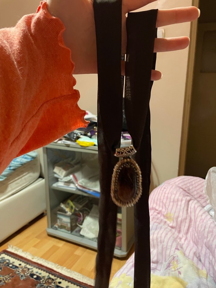 kahve taşlı kolye - Görsel 5