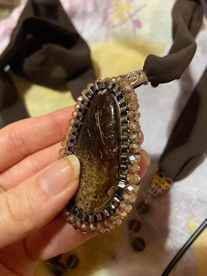 kahve taşlı kolye - Görsel 3