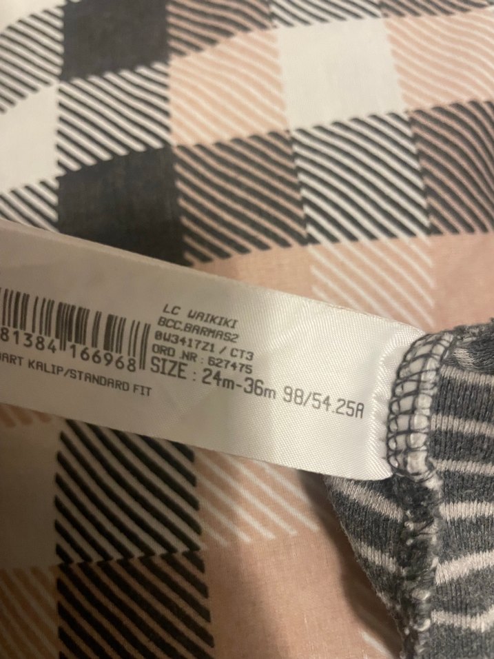 Gri Çizgili Kısa Kollu Bebek Body - Görsel 2