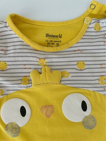 12-18 Ay Beden sarı Renk Miniworld Kız Bebek Pijama Takımı Seti