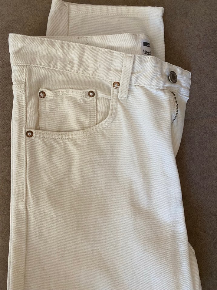 Bershka Bej Düğmeli Erkek Pamuklu Jean - Görsel 3