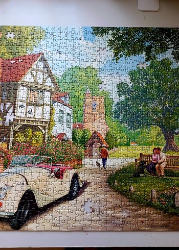 1000 Parça Renkli Köy Manzaralı Puzzle