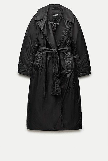 m Beden siyah Renk Zara ZW Collection Uzun Şişme Mont